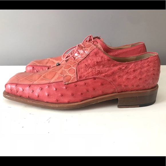 (SOLD)Mauri Italy Genuine Alligator/Ostrich Coral - Picture 2 of 6